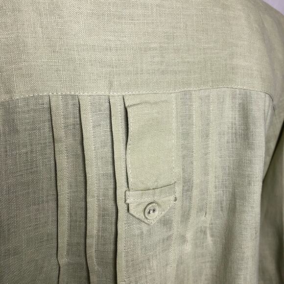 Alexandra Bartlett sage green pleated button down linen top size Extra Large XL - Picture 9 of 12